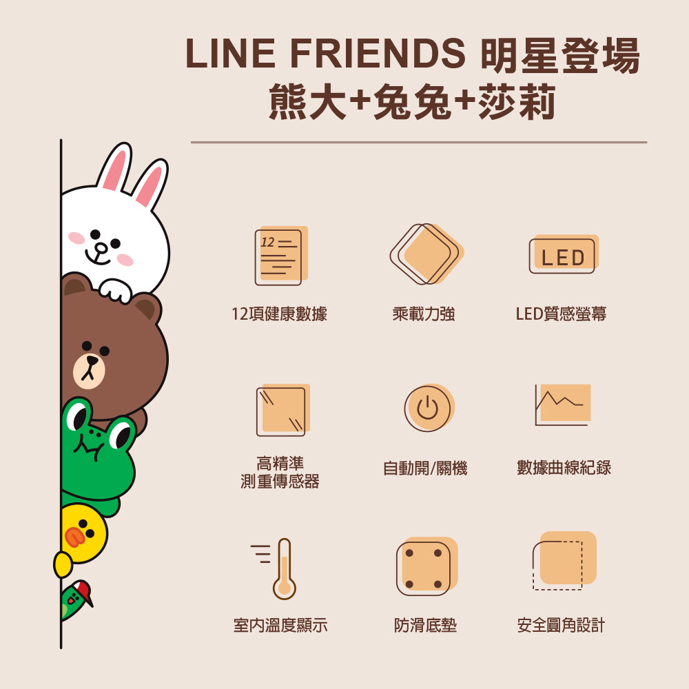 智能藍牙體重計 brown 熊大(LH-SC01W brown 熊大)