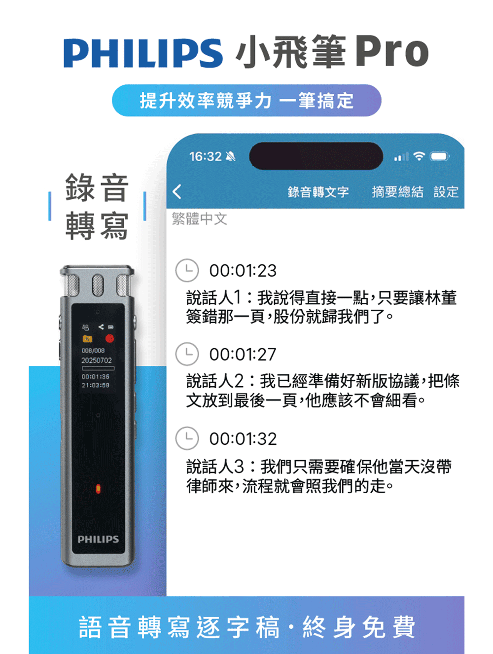 PHILIPS 智能錄音筆