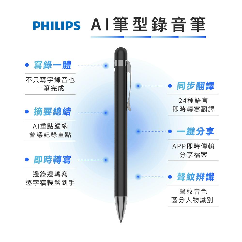 PHILIPS 小飛筆 AI 筆型錄音筆