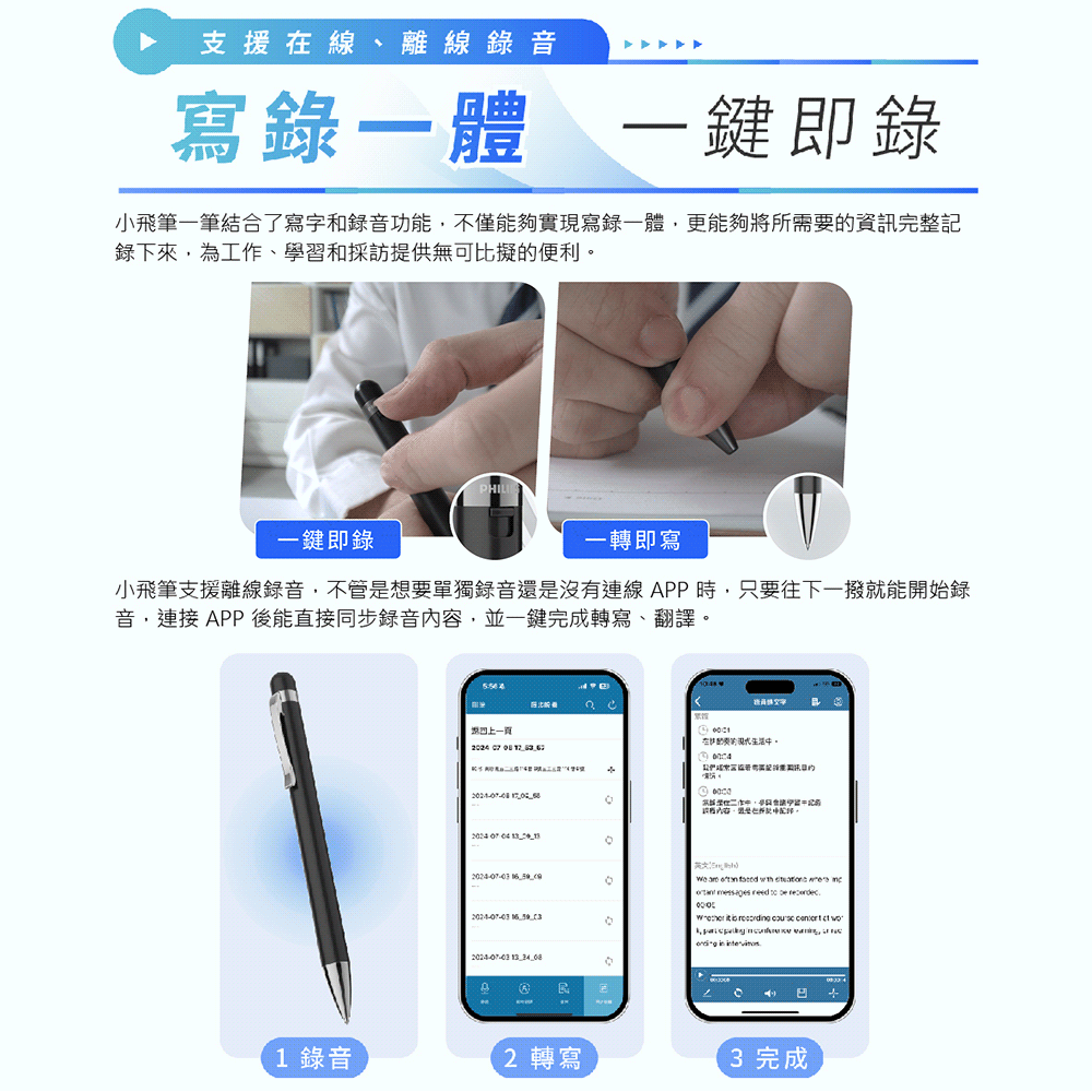 PHILIPS 小飛筆 AI 筆型錄音筆