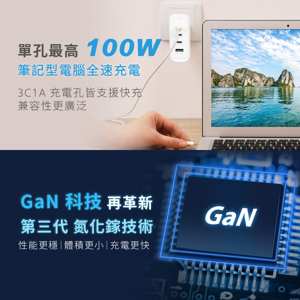 100W GaN氮化鎵極速智能充電器(WA-A17TS4)