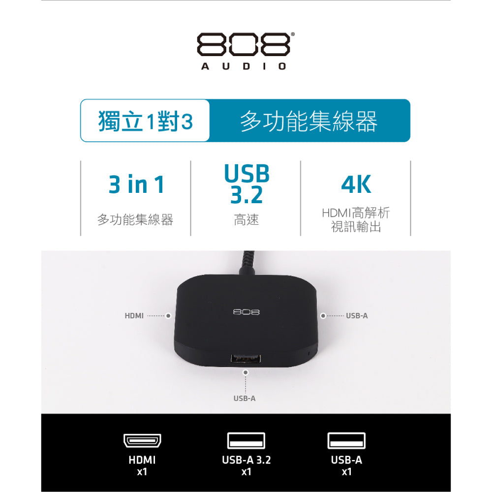 Urban  TypeC HUB 三合一轉接器 USB3.2/USB2.(ACPHC5010200BK-GL)