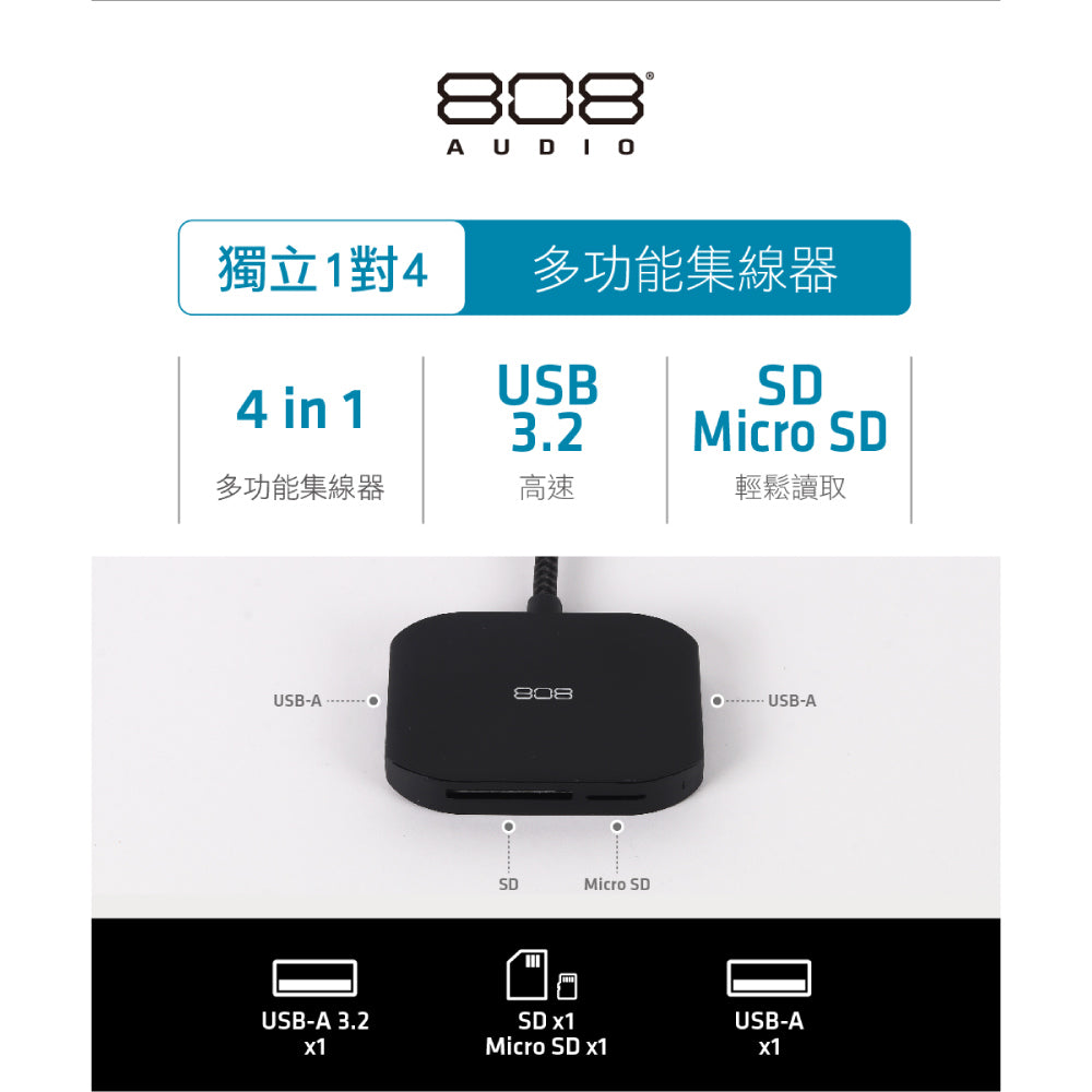 Urban  TypeC HUB 四合一轉接器 USB2.0*2/SD(ACPHC5010300BK-GL)