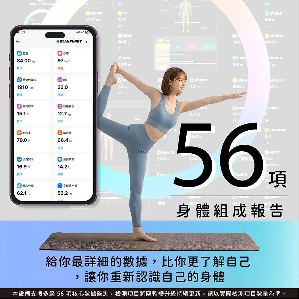 Wi-Fi 藍牙大螢幕八點傳感體脂計(BPH-ME02W)