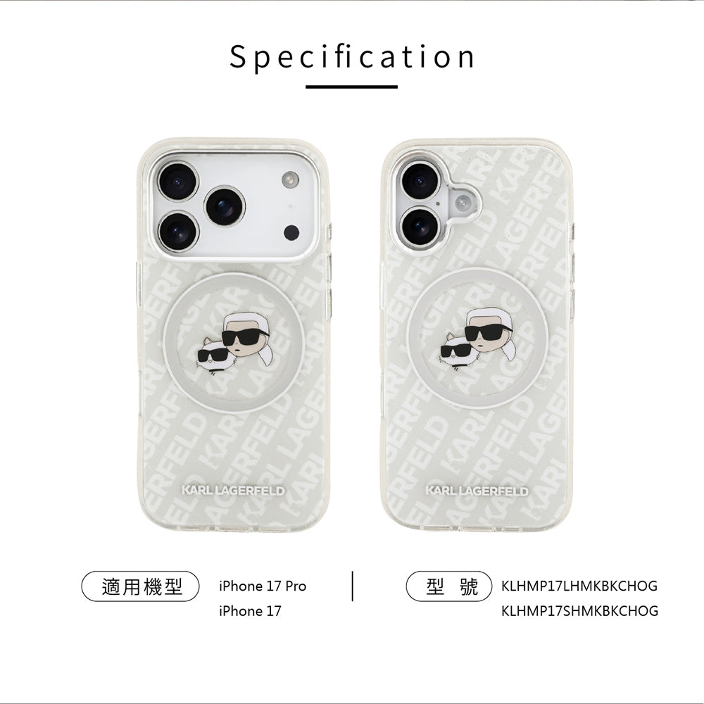 卡爾貓咪 IML滿版LOGO MAGSAFE手機殼 IP17(KLHMP17SHMKBKCHOG)