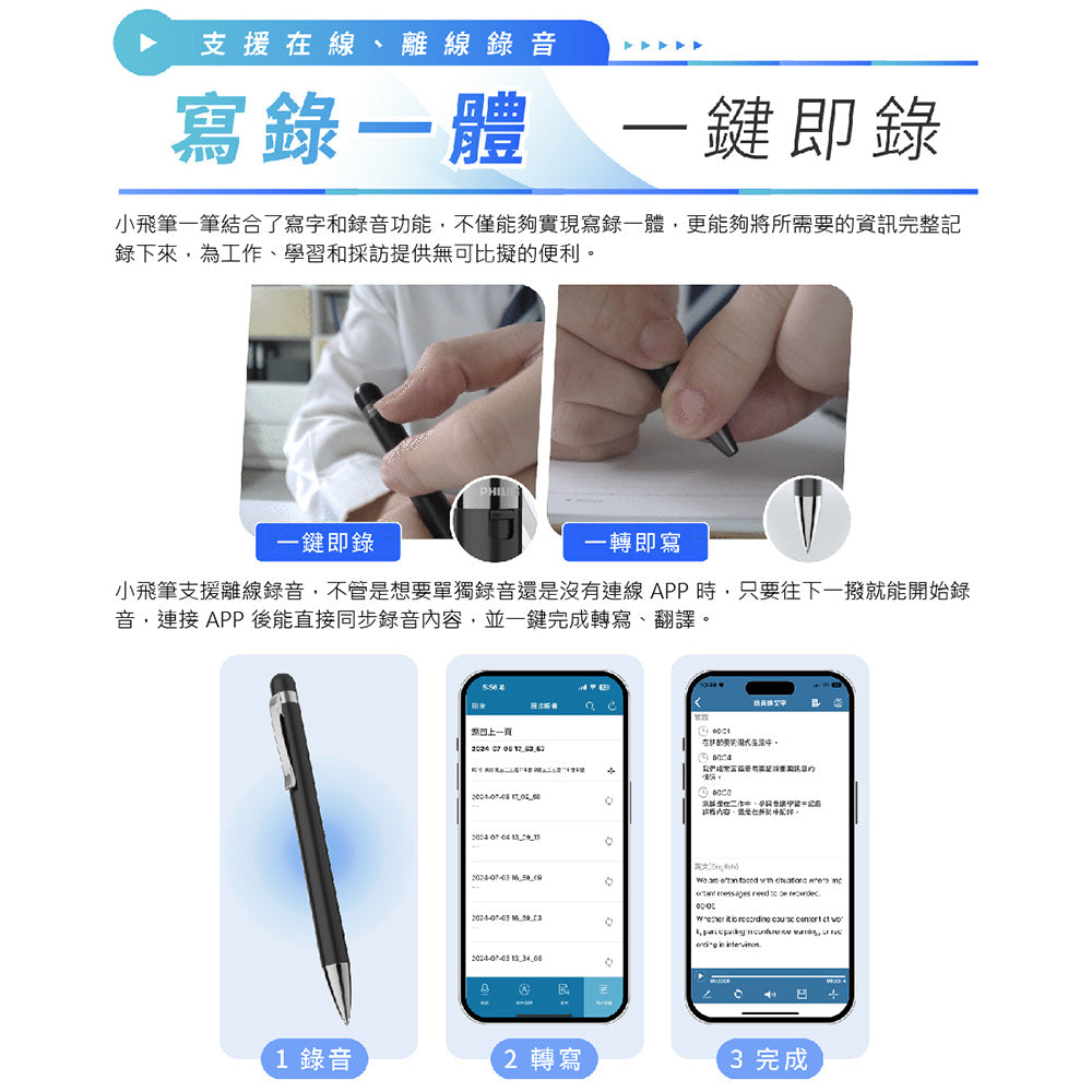 PHILIPS智能錄音筆 銀色(VTR5900 銀色)