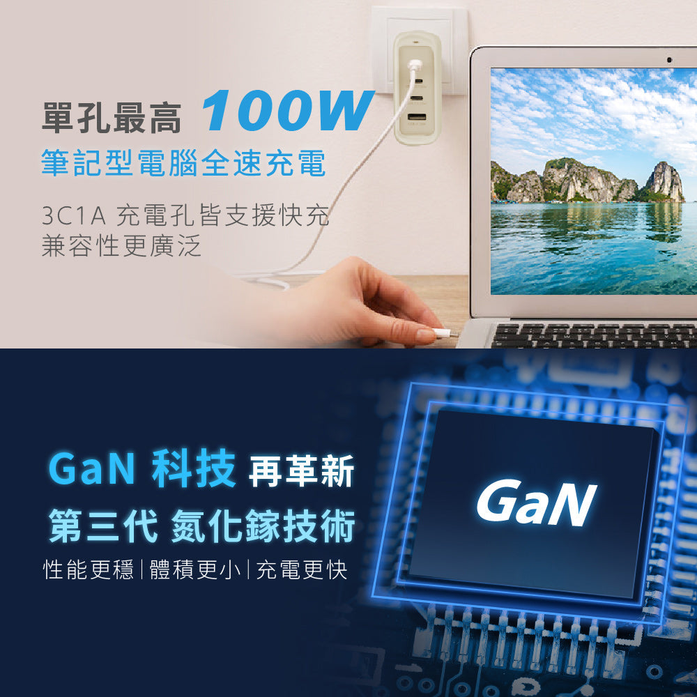 100W GaN氮化鎵極速智能充電器(WA-A15TS4)