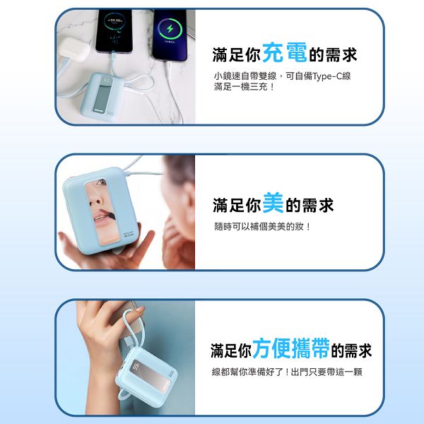 22.5W自帶雙線數顯行動電源10000(WA-P32A)